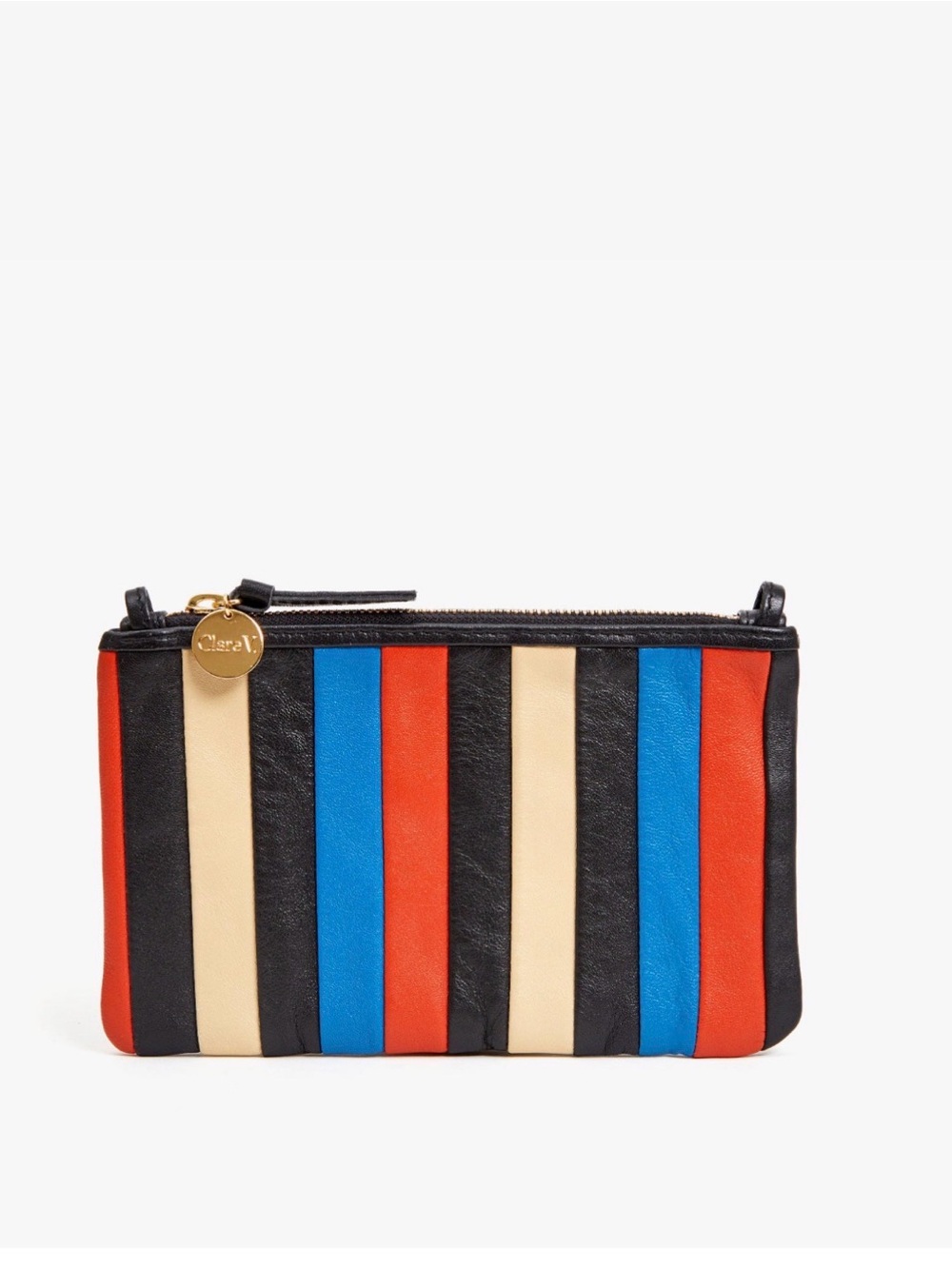 Clare V Wallet Clutch w/ Tabs - Multi Striped Nappa NWT
